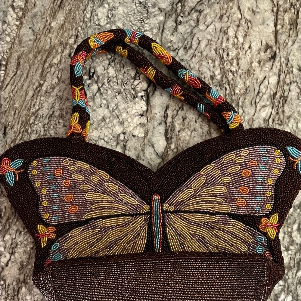 Artisan Beaded Butterfly Clutch